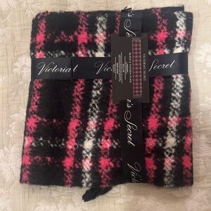 Victoria's Secret Black and Pink Plaid Throw